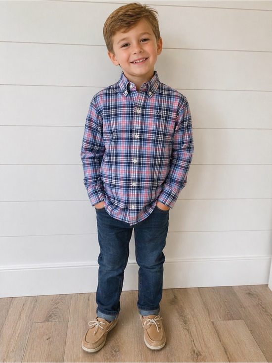 Vineyard Vines Other - Vineyard Vines Boys Plaid Button-Down Shirt - Blue & Pink